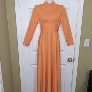 Tefft's Vintage Orange 1960s Empire Waist Garden Party Maxi Dress - size XXS*